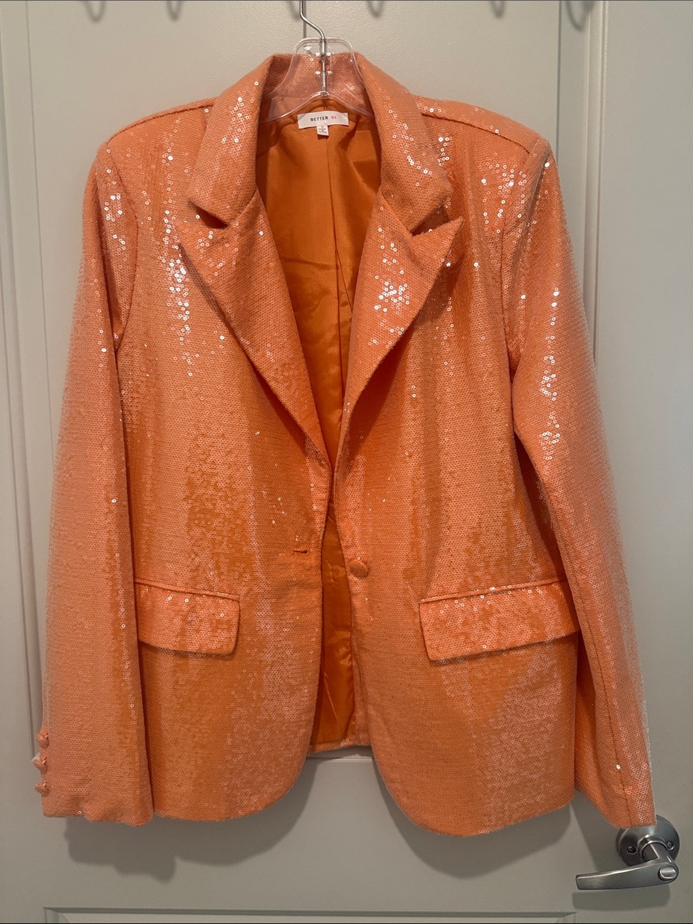 Orange Sequin Blazer Jacket